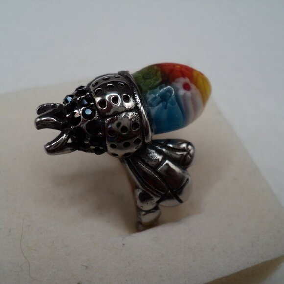 Bumblebee Murano style stainless steel ring size 8 POS166 - Picture 2 of 4
